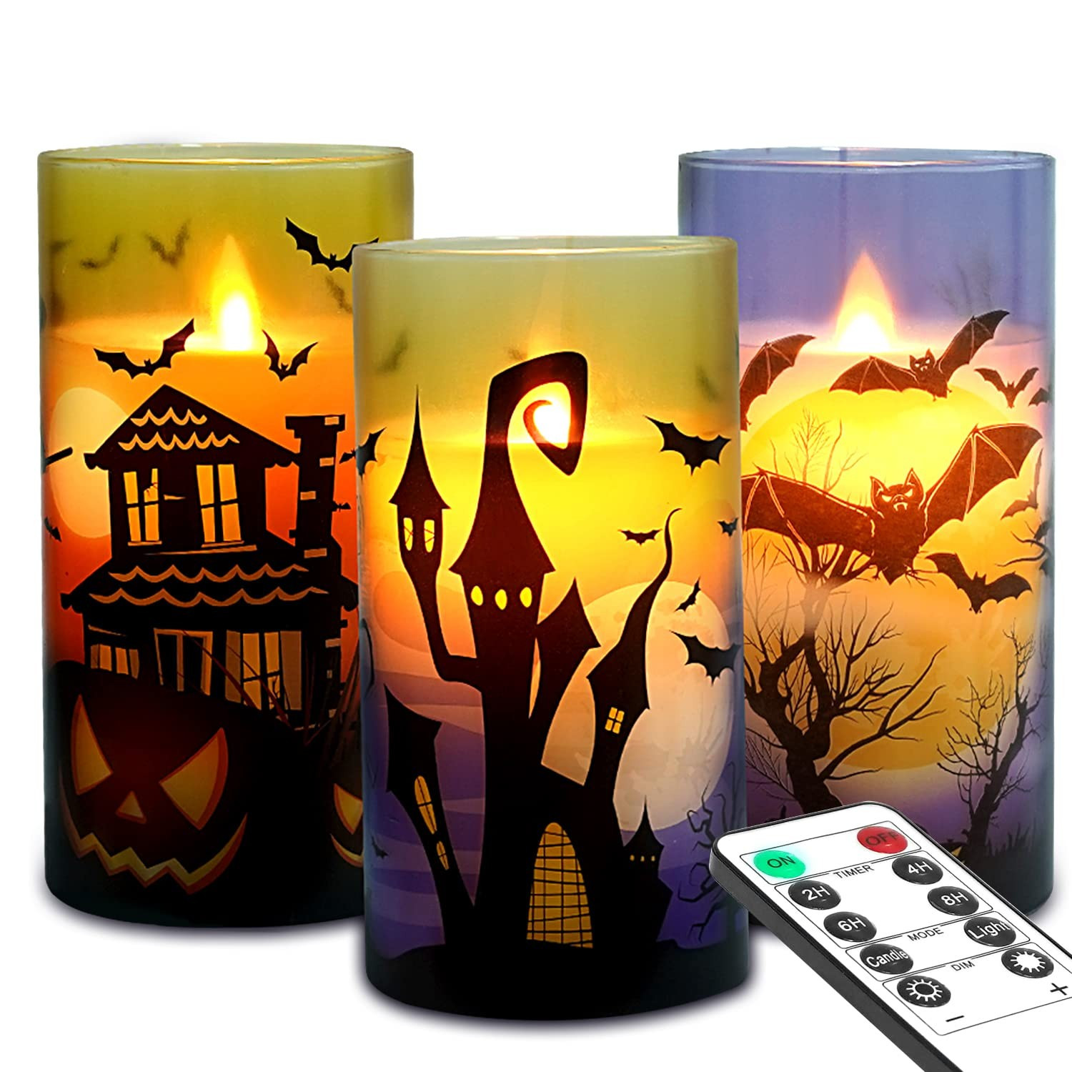 SHYMERY Halloween Decorations Indoor,Flickering Flameless Canldes,Halloween Candles with Timer,Re... | Amazon (US)