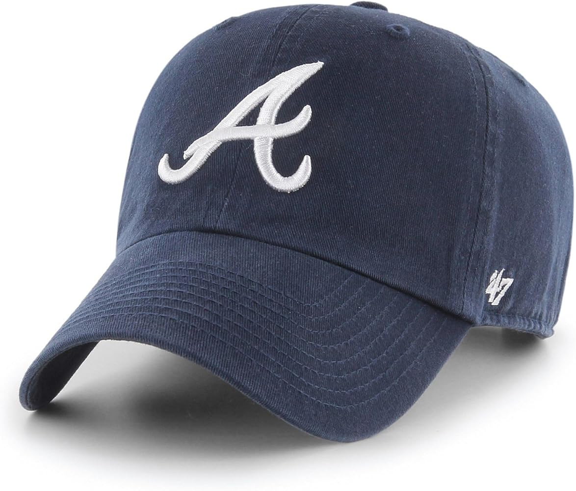 47 47Brand Atlanta Braves Navy Clean Up Baseball Hat Strapback Cap, navy, One Size | Amazon (US)