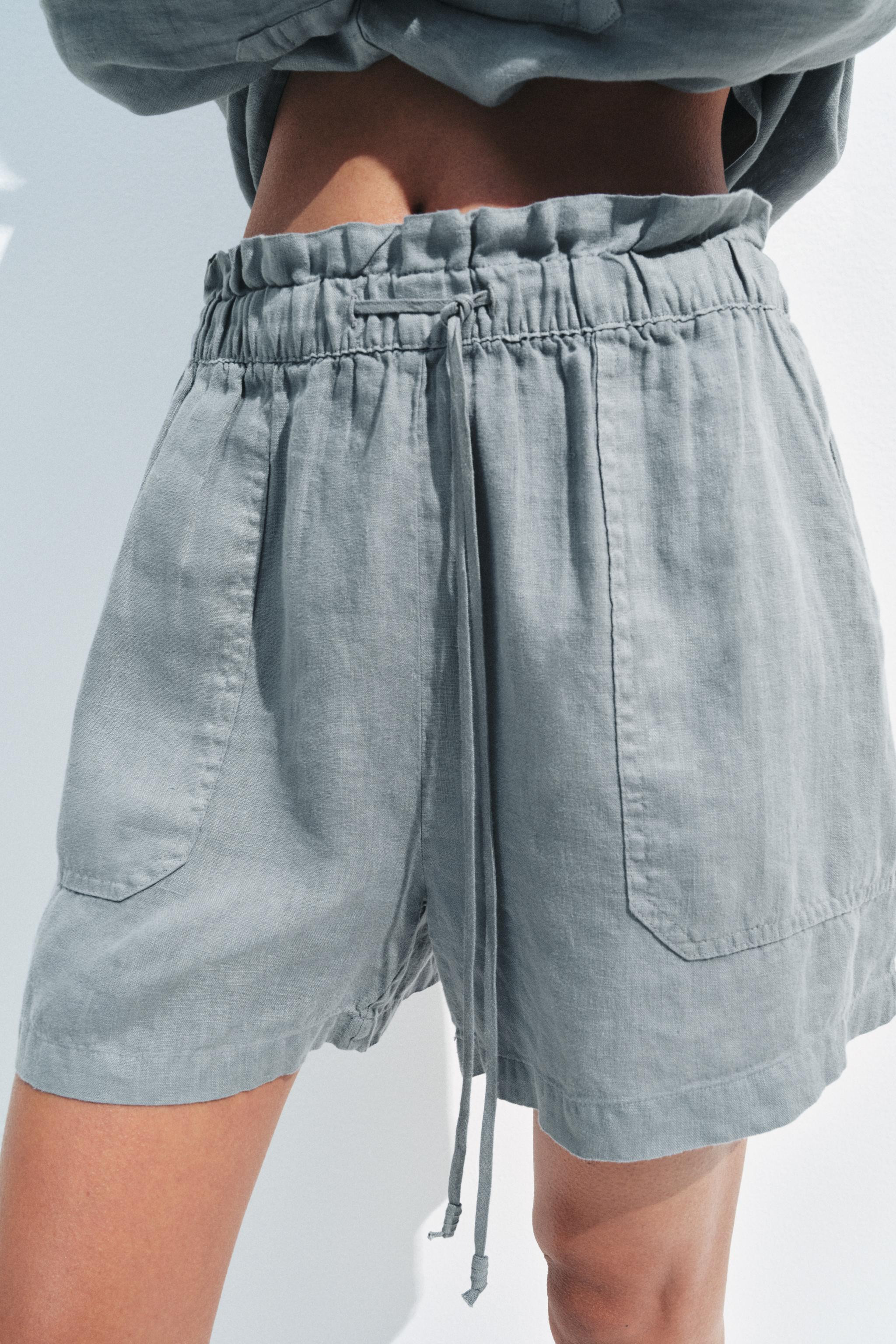 ZW COLLECTION LINEN SHORTS | Zara US