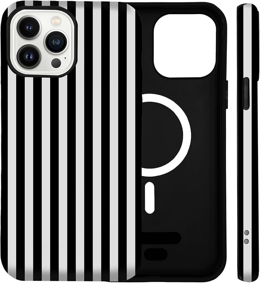 for iPhone 13/14 Case Cute Striped Phone Case Compatible with MagSafe, Dual-Layer Shock Protectio... | Amazon (US)