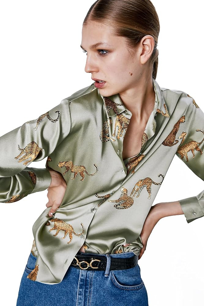 Women's Blouse Satin Silk Shirts, Casual Loose Long Sleeve for Office Work, Corporate Outfit Clot... | Amazon (US)
