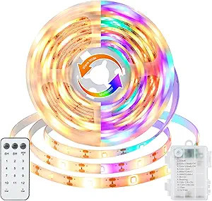 echosari LED Strip Lights Battery Operated, 10Ft 108 LED Dual Color Changing Strip Lights with Re... | Amazon (US)