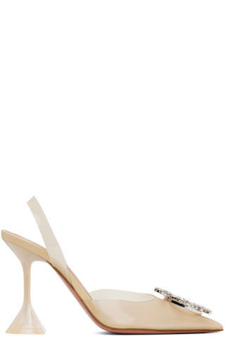 Amina Muaddi - Off-White Begum Glass Sling 70 Heels | SSENSE