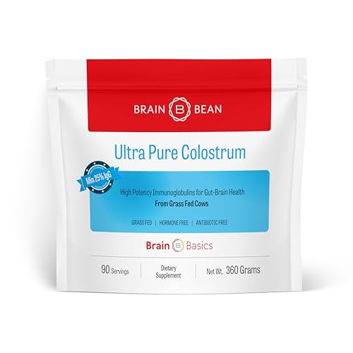 Brain Basics Ultra-Pure Colostrum, 4000mg per Serving, Min 25% IgG antibodies, Gut-Brain-Immune Health, Glowing Hair and Skin. Colostrum Powder from Grass-Fed Cows. 360 Grams - 90 Servings | Amazon (US)