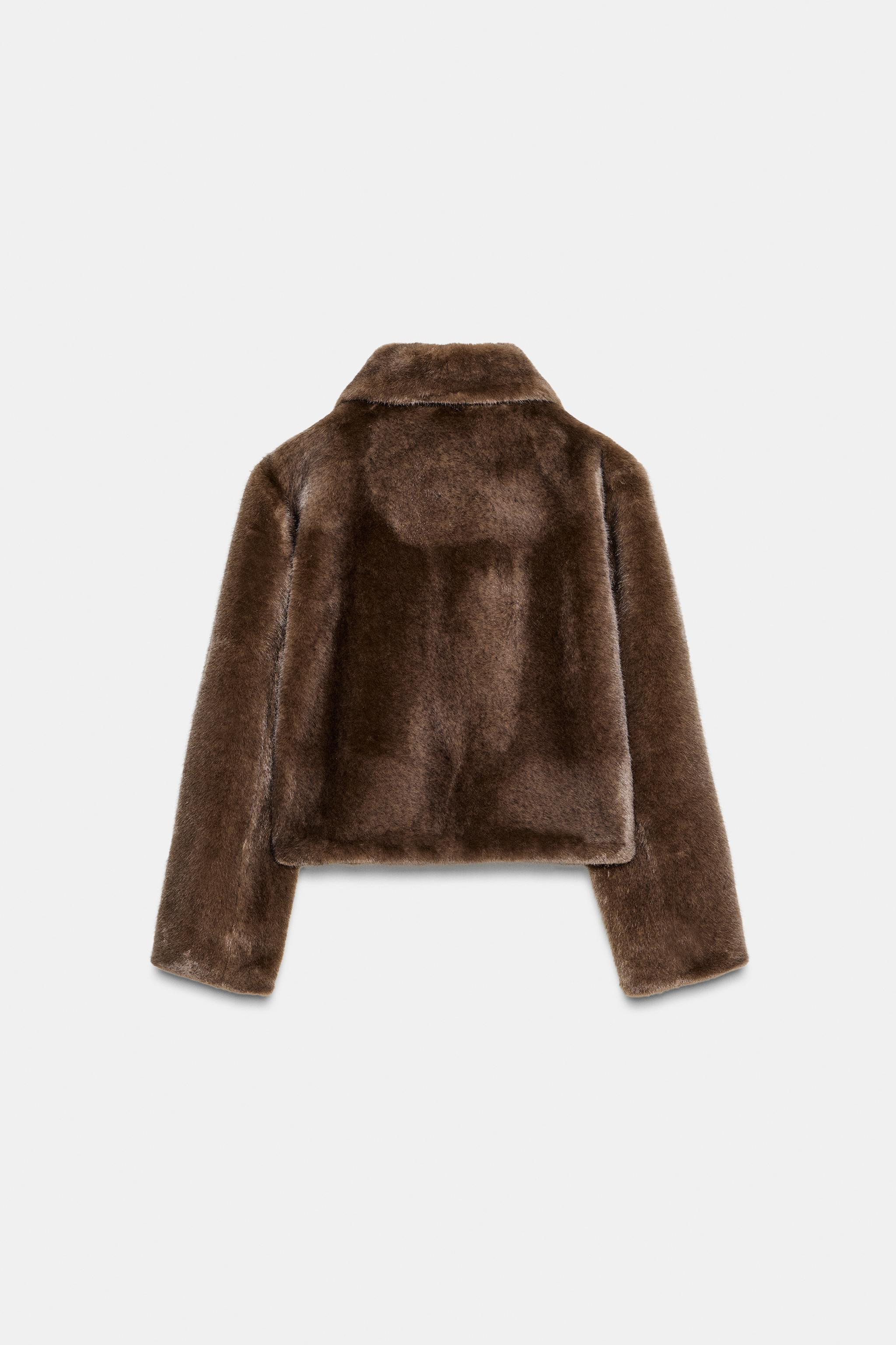 FAUX FUR SHORT COAT WITH TOGGLES | Zara UK