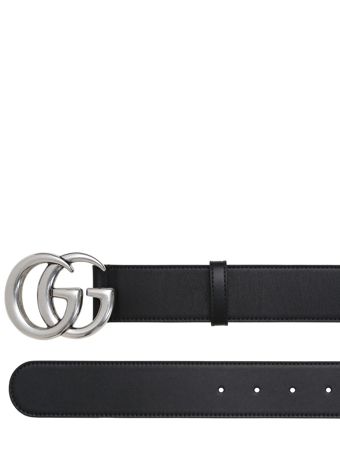 40MM GG BUCKLE SMOOTH LEATHER BELT | Luisaviaroma