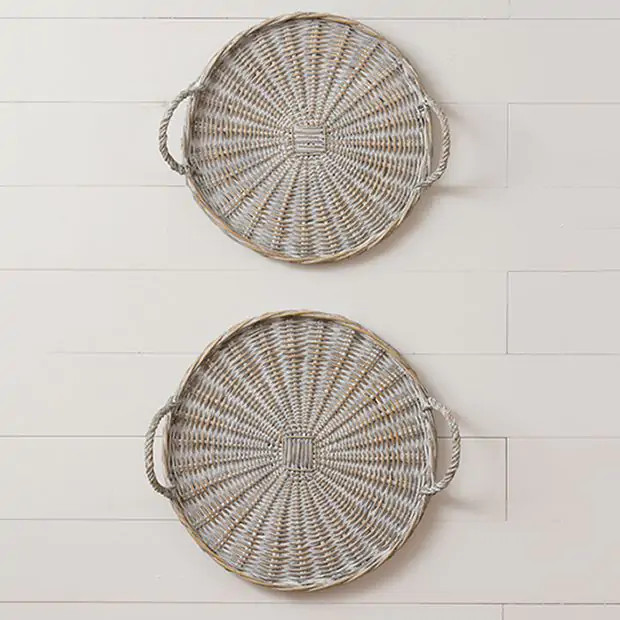 Graceful Willow Basket Tray Set of 2 | Antique Farm House