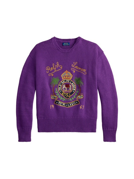 Polo Ralph Lauren Embroidered Cotton sweater in passionflower purple heat XL XXL | Poshmark