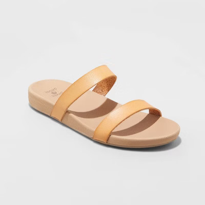 Women's Dani Two Band Slide Sandals - Shade & Shore™ Cognac 7 | Target