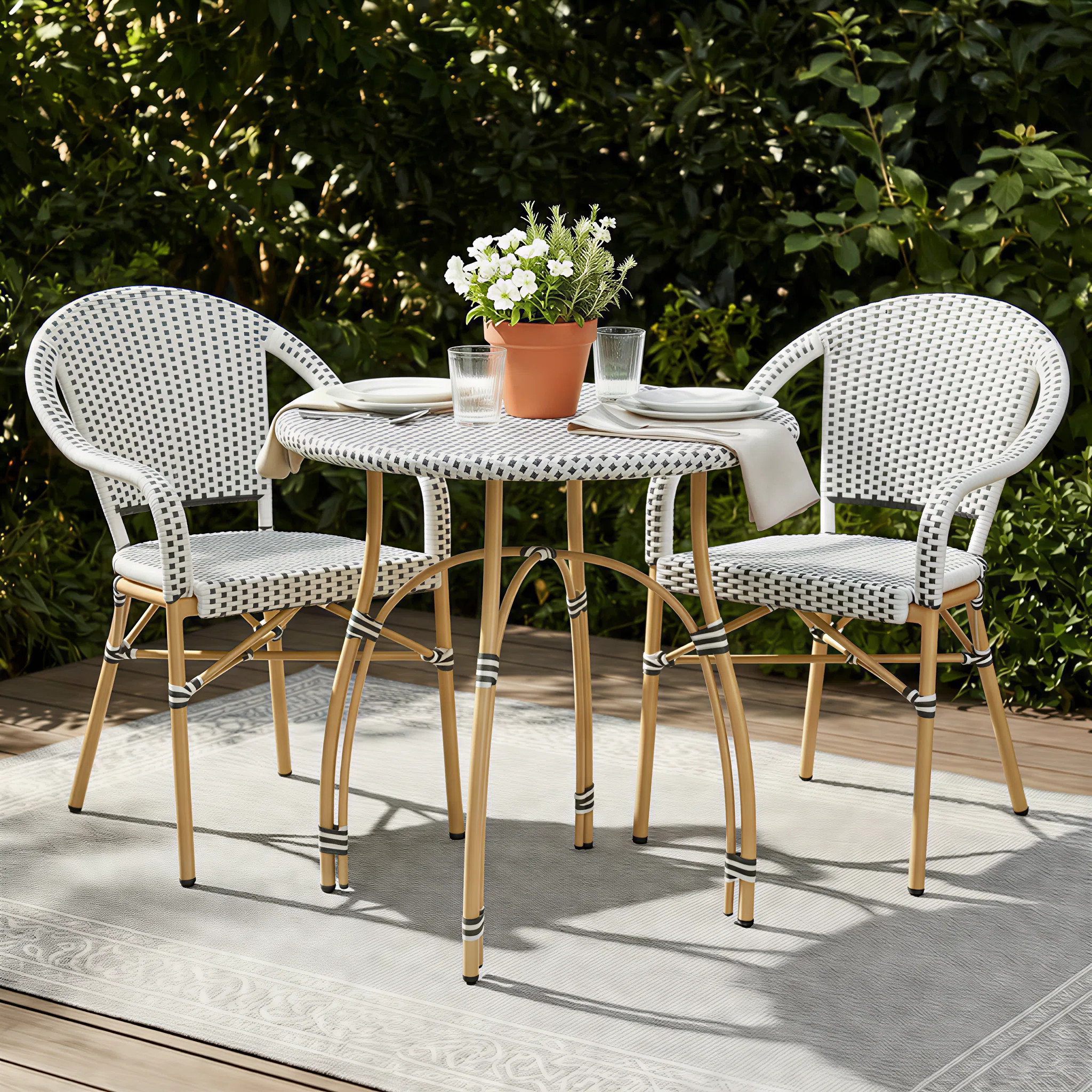 Altesa All Weather Indoor/Outdoor Commercial Patio Dining Sets With Rattan Round Table And Armres... | Wayfair North America