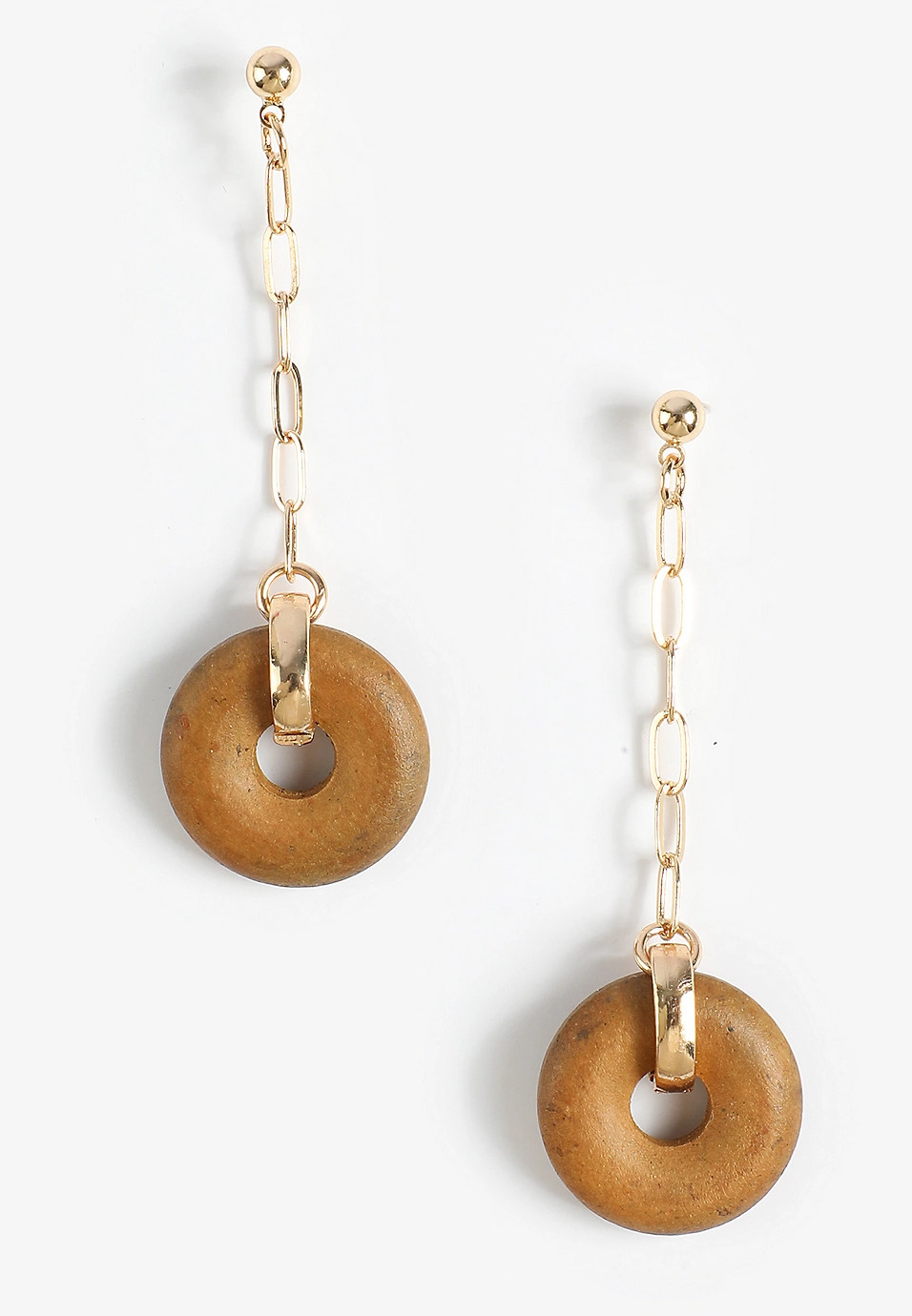Wood Pendant Chain Drop Earrings | Maurices