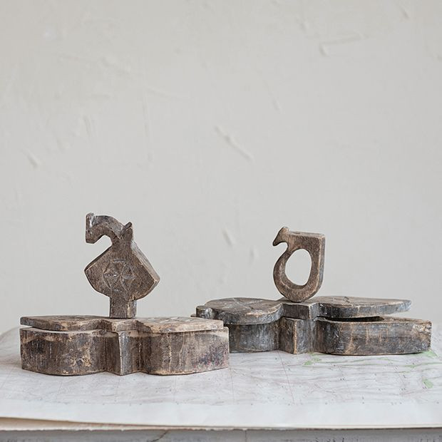 Found Wood 2 Compartment Decorative Spice Box | Antique Farm House