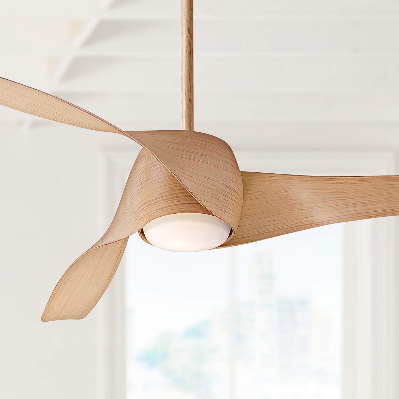 58" Artemis Maple Finish Modern LED Smart Ceiling Fan | Lamps Plus