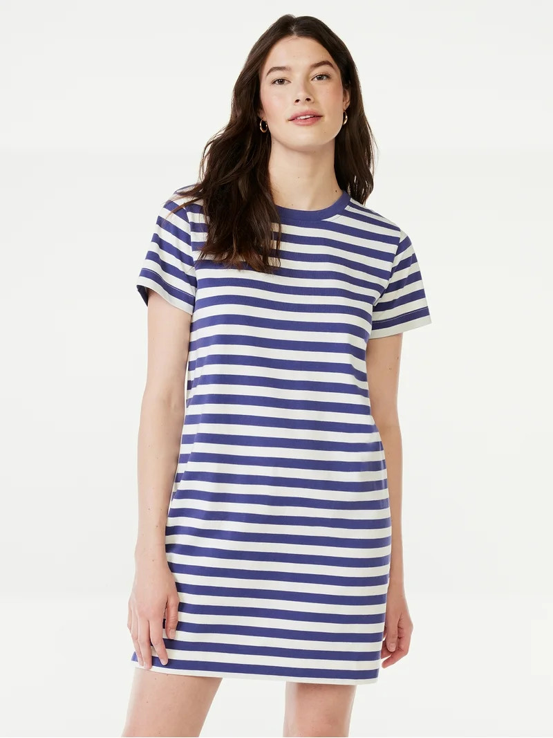 Free Assembly Women's Mini T-Shirt Dress with Short Sleeves, Sizes XS-XXXL | Walmart (US)