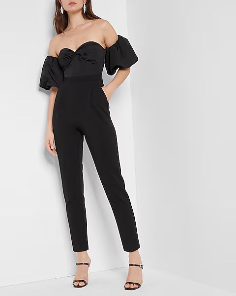 Off The Shoulder Puff Sleeve Jumpsuit | Express