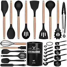 Kitchen Utensils Set, 26 Pcs Non-Stick Silicone Cooking Utensils Spatula Set with Holder, Sturdy ... | Amazon (US)