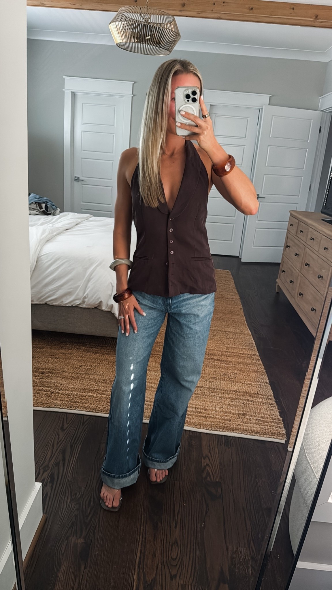 Wearing size 25 jeans and size S top. Bangles are finally back in stock!

@ASOS @Reformation 

#LTKootd