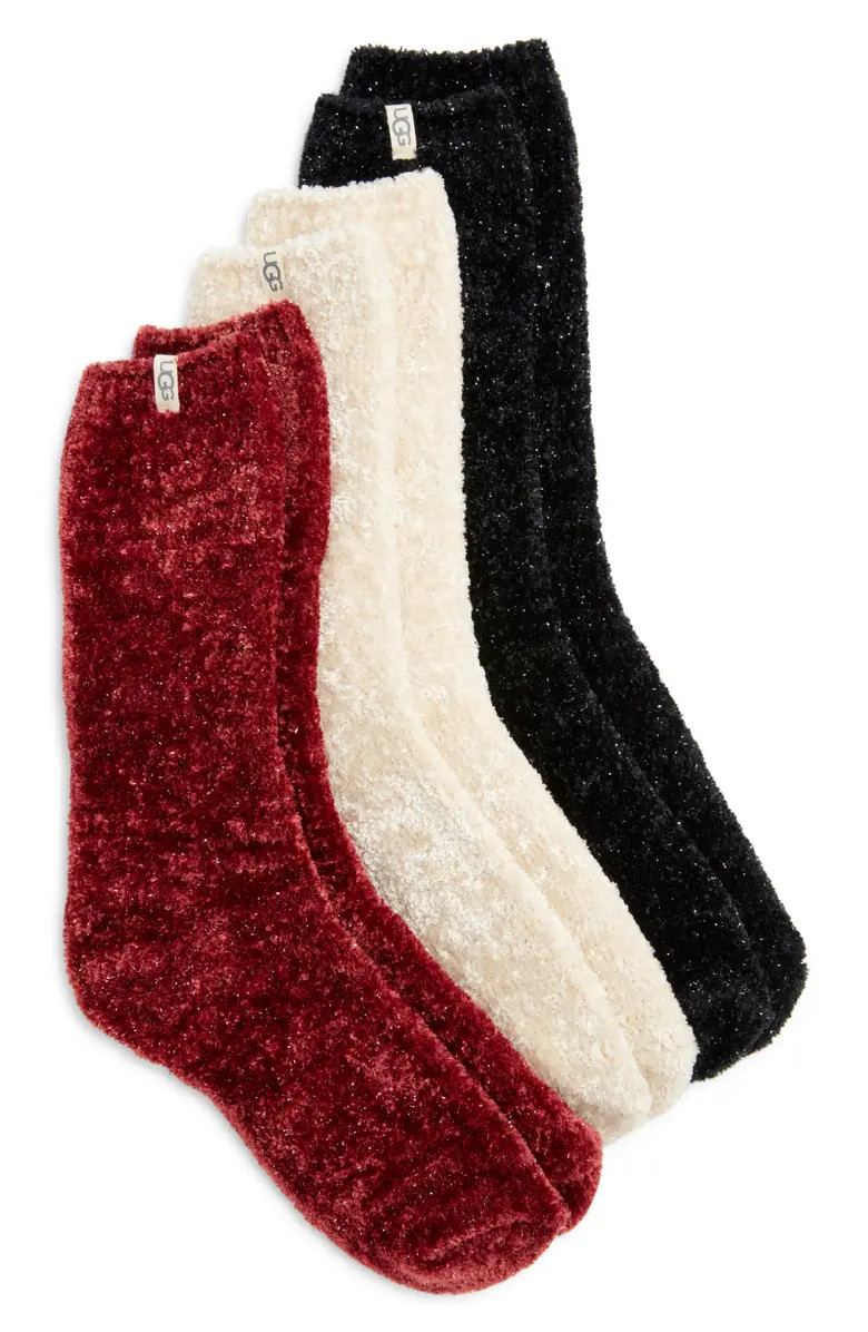 Leda Assorted 3-Pack Sparkle Crew Socks | Nordstrom