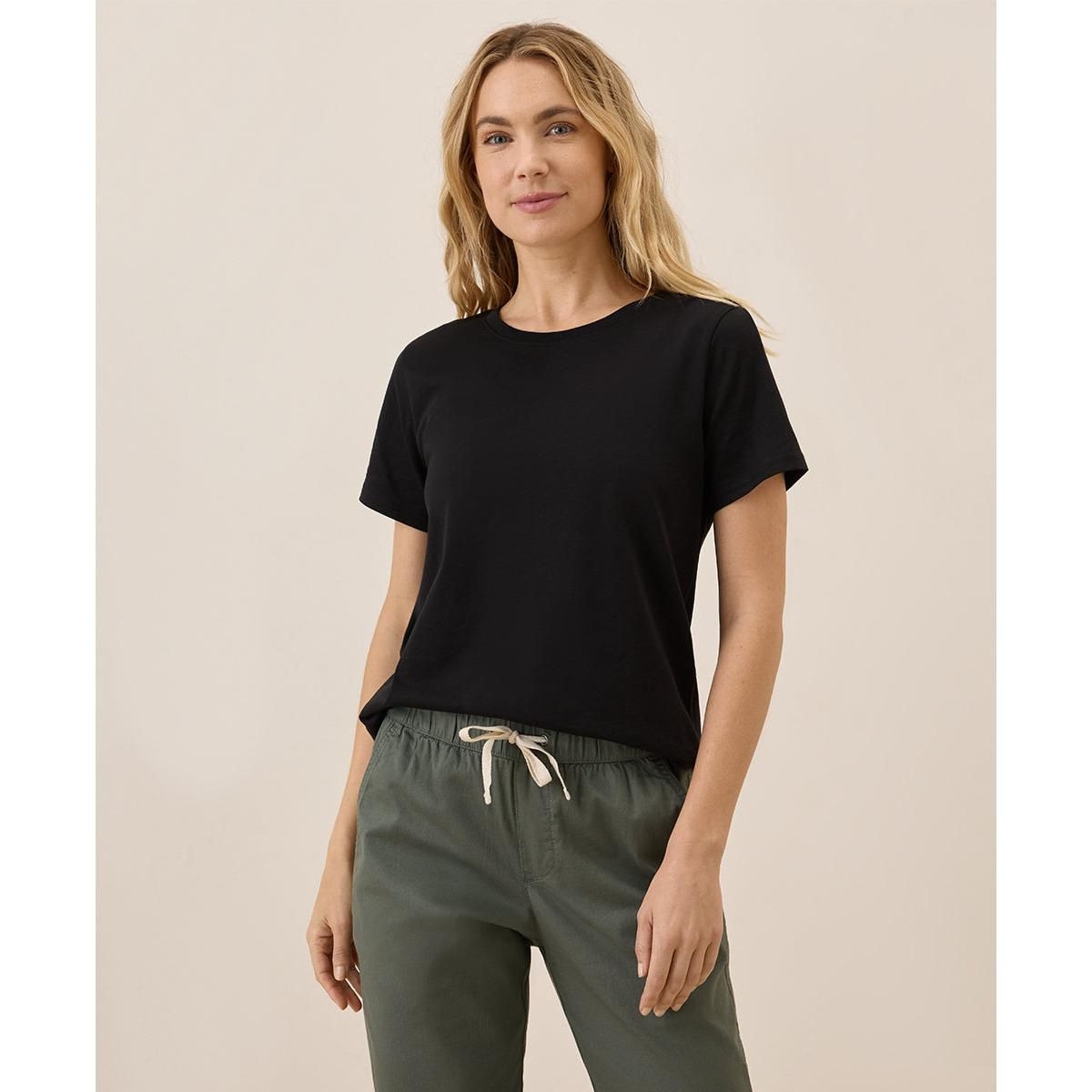 Pact Women's Organic Cotton Softspun Crew Neck Tee 5-Pack Black Medium | Target