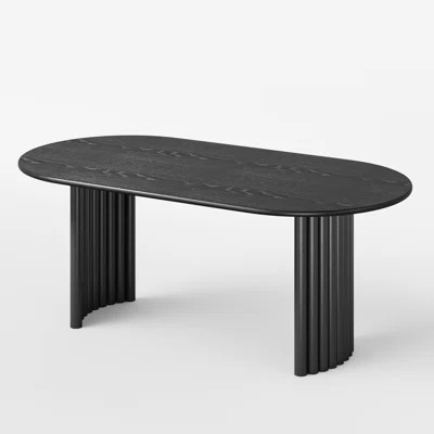 67" Double Pedestal Soild Wood Dining Table Oval Kitchen Table | Wayfair North America