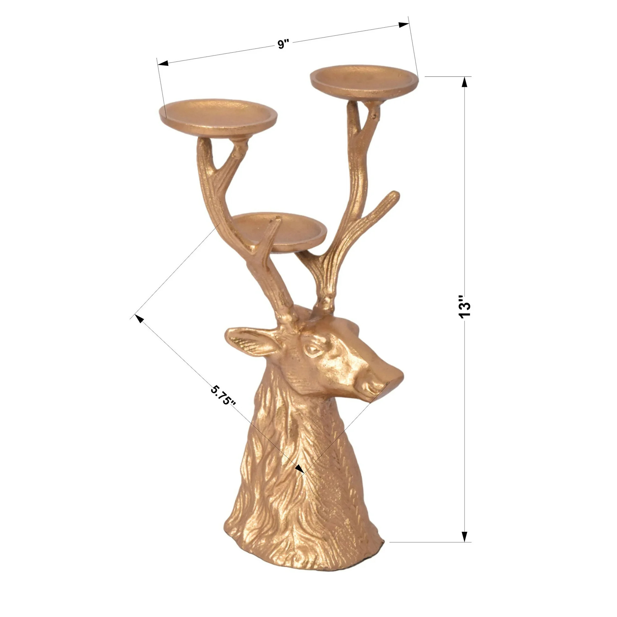 My Texas House Metal Casted Stag Pillar Candle Holder Gold Finish, 13 inch | Walmart (US)