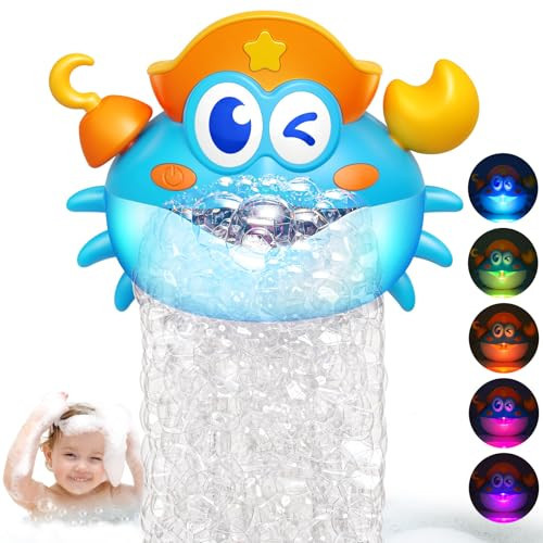 Bath Toys,Crab Baby Bath Toys Light Up Bath Bubble Machine with Colourful RGB Light Great Birthday Gift for Boys and Girls Toddler Toy for Kids Ages 1-3 4-8 | Amazon (US)