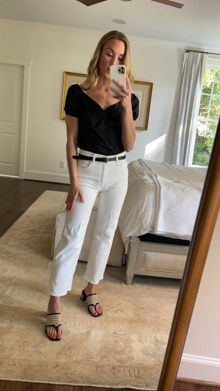 Summer denim guide👖These MOTHER ankle jeans are the perfect relaxed yet polished white pair. They have a high waist, a wide straight leg, an ankle-length inseam (27.5)”, and the classic MOTHER stretch for comfort. This is MOTHER’s best selling white wash! I’m in size 26.

Top and shoes are old, similar linked.

#whitejeans #whiteanklejeans #whitemotherjeans #motherjeans #motherdenim #summerjeans #shopbop

#LTKFind #LTKSeasonal #LTKstyletip