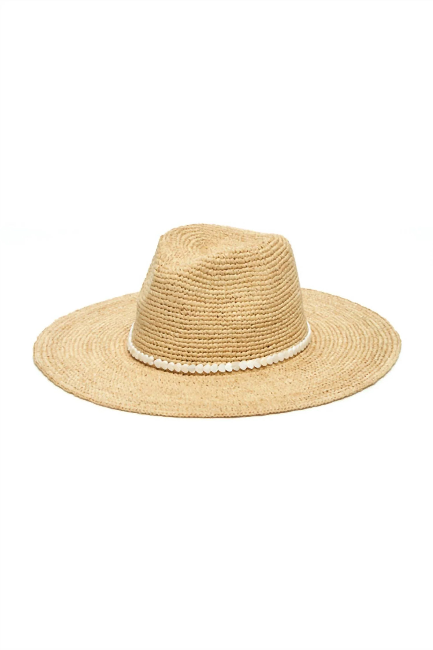 Women's Straw With Shell Hearts Hat In Natural | Shop Simon