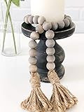 Grey Weathered Wood Farmhouse Wood Bead Garland, Home Decor Beads | Amazon (US)