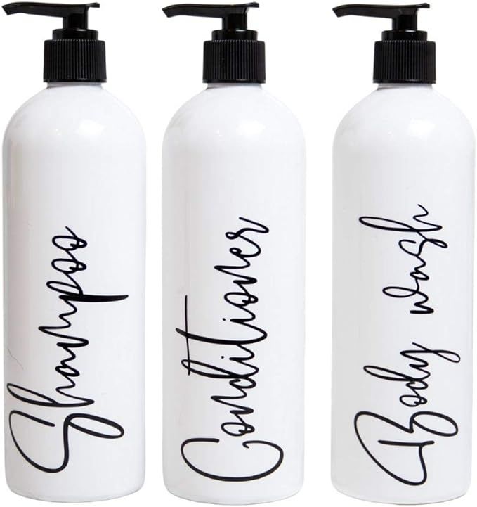 Modern Shampoo Bottles with Pump, Shampoo and Conditioner Bottles White, Set of 3, Shampoo Condit... | Amazon (US)