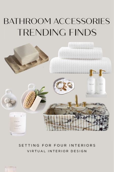 Bathroom accessories

Organic modern, neutral, natural, earthy, white, beige, brown, marble, stone, marble sink, soap holder, towels, candle, travertine, jewelry dish, soap dispenser set, fluted, transitional, farmhouse, sale, budget, affordable 

#LTKfindsunder50 #LTKhome #LTKsalealert