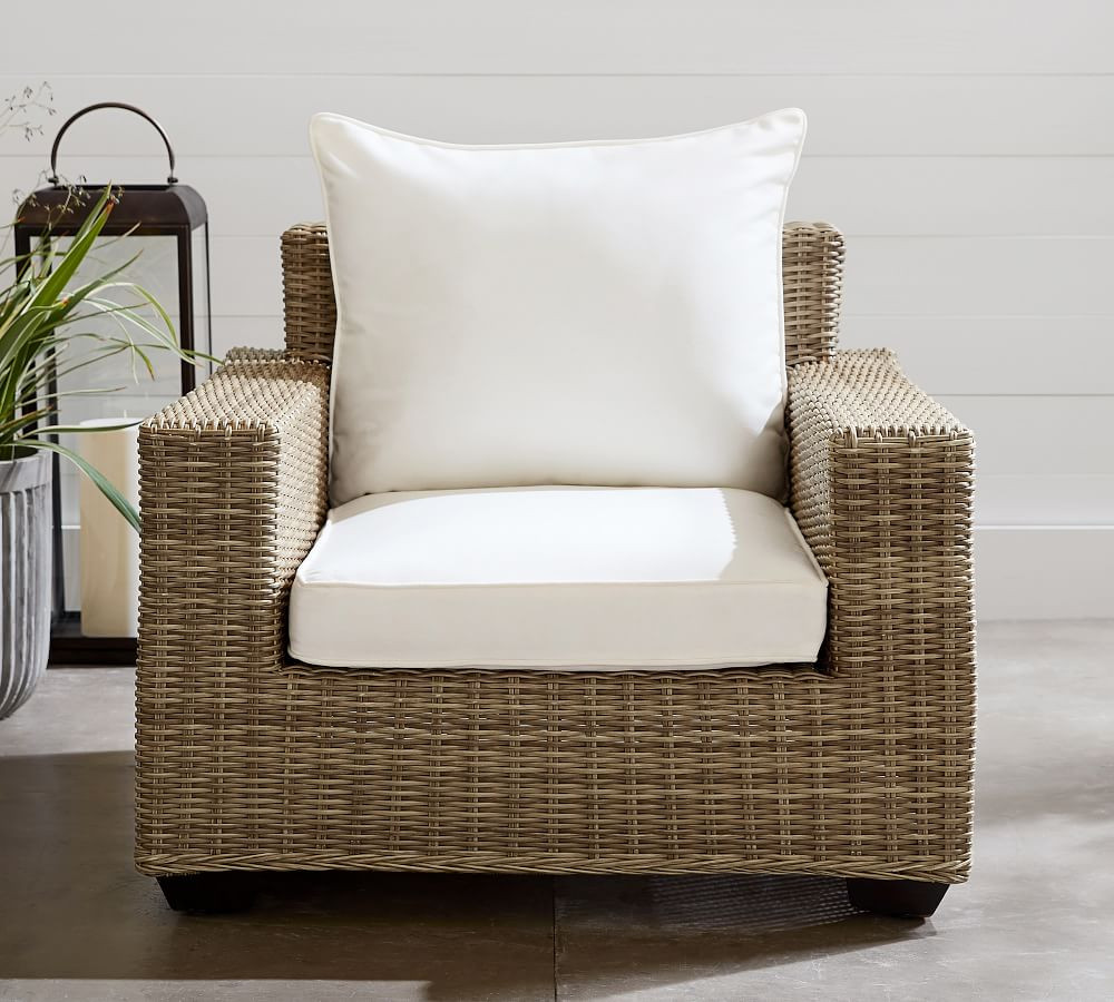 Torrey All-Weather Wicker Square Arm Lounge Chair, Natural | Pottery Barn (US)