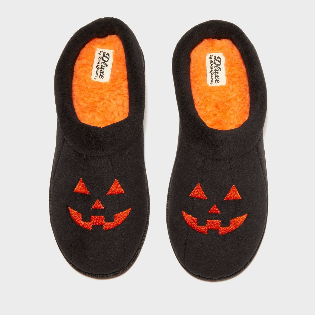 dluxe by dearfoams Adult Halloween Jack-O-Lantern Slippers - Black | Target