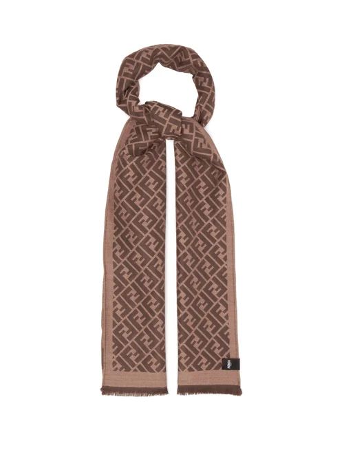 Fendi - Ff-jacquard Silk-blend Scarf - Mens - Brown Multi | Matches (US)