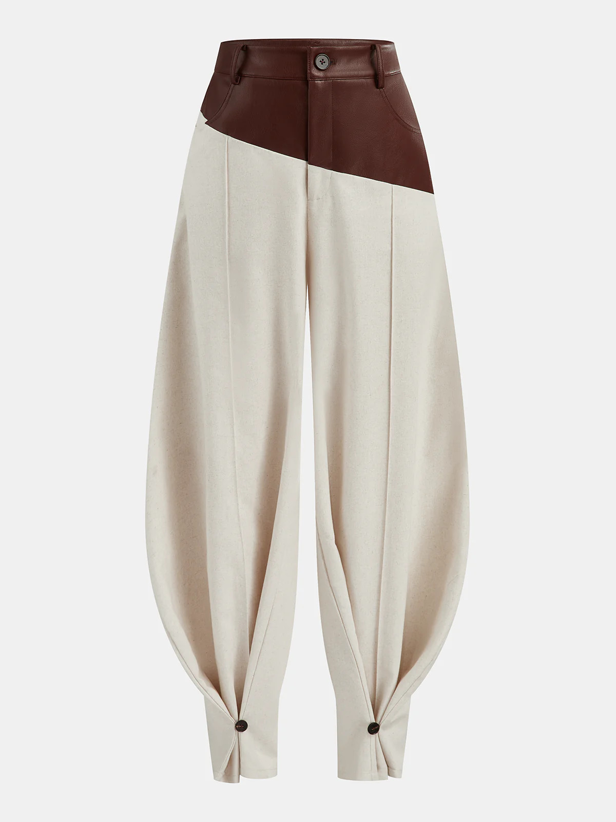 Faux Leather Paneled Balloon Pants | Commense