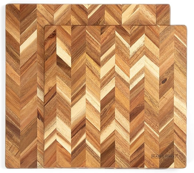 SLATE & ROYCE Herringbone Acacia Wood Cutting Board Set of 2 — Premium Wood Cutting Board & Ser... | Amazon (US)