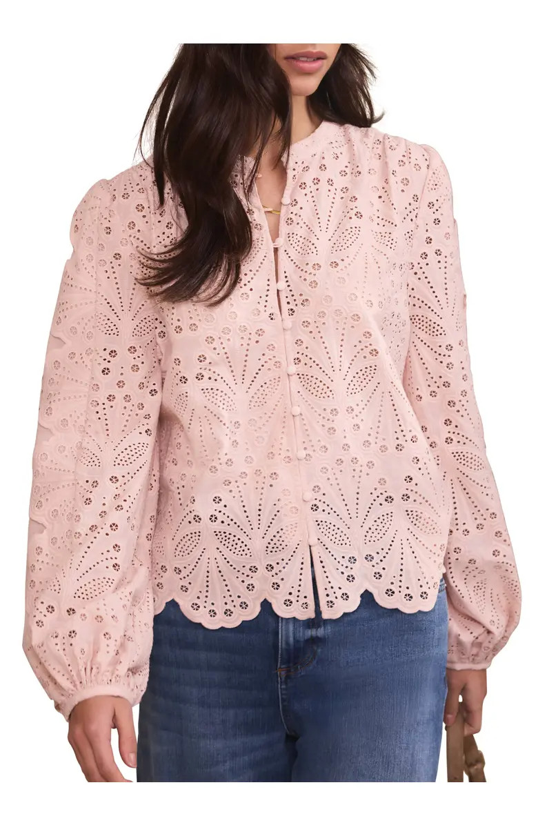 Cotton Broderie Detail Blouse | Nordstrom