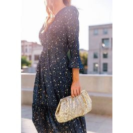 Glory of Love Star Printed Maxi Dress in Navy | Chicwish