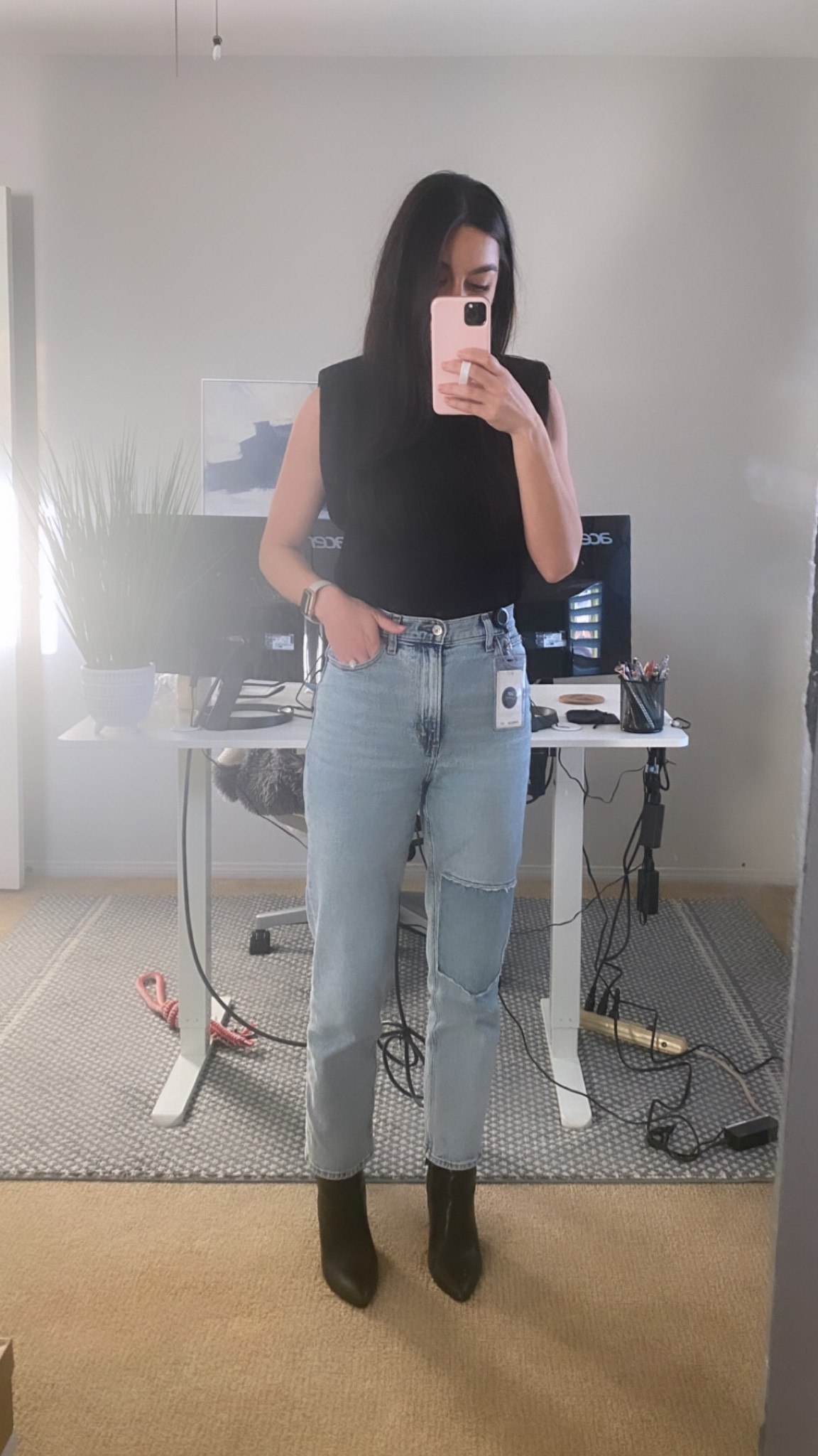 Business casual office outfit inspo! Just throw a blazer over to elevate the look 🙌🏽

Bodysuit | size small
Jeans | curve love size 25
Booties | size 6.5

#LTKstyletip #LTKworkwear #LTKunder100