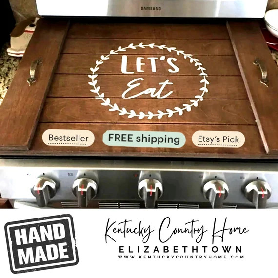 Handmade Stove Top Cover Noodle Board Farmhouse Kitchen Decor - Etsy | Etsy (US)