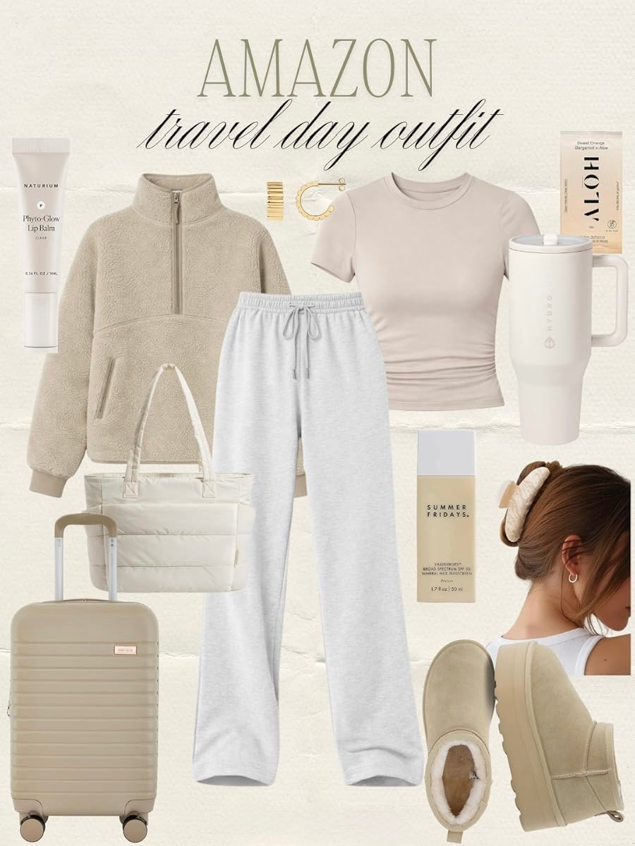 Amazon travel day outfit for staying comfortable and chic on the go ✈️
A cozy fleece pullover, relaxed joggers, and soft neutral basics make the perfect airport outfit. Paired with comfy slip-on shoes, a spacious tote, and simple accessories, this look is ideal for long flights, road trips, or casual travel days.

Neutral layers keep things effortless while still looking put together for any travel itinerary.

#amazonfinds #amazonfashion #amazonstyle #traveloutfit #airportoutfit #travelstyle #amazonoutfits #comfyoutfit #airportstyle #travelinspo #amazonmusthaves #amazonfavorites #neutralstyle #casualstyle #travelessentials #ltkstyle #amazondeals #everydayoutfit #minimalstyle #travelday

#LTKTravel #LTKspringtrends #LTKSpringSale