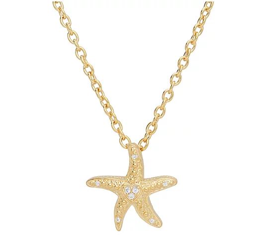 Goddaughters 14K Gold Clad White Sapphire Starfish Necklace - QVC.com | QVC