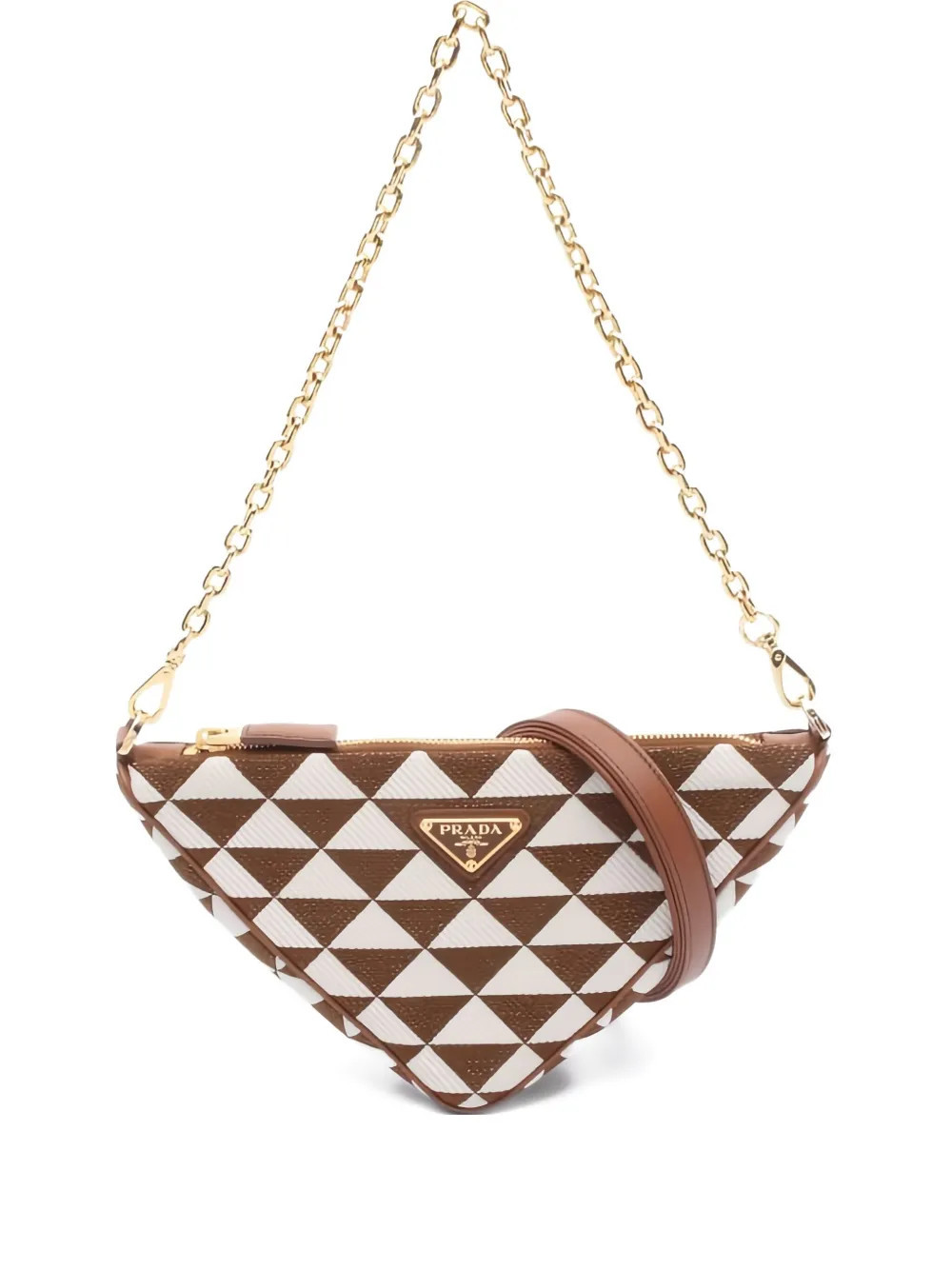 Prada Pre-Owned 2010s Symbole triangle shoulder bag - Brown | Farfetch Global