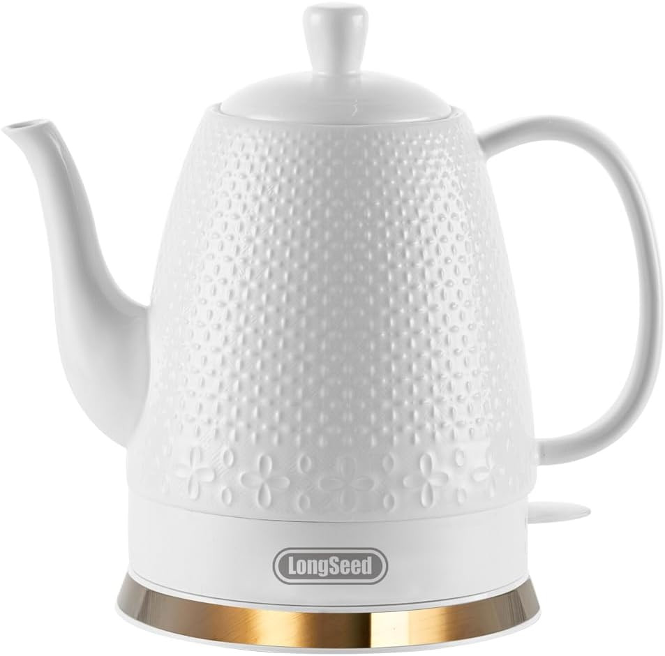 Ceramic Electric Kettle with Fine Mesh Infuser, 1.2L/1000W Boil Water Quickly and Easily with Boi... | Amazon (US)