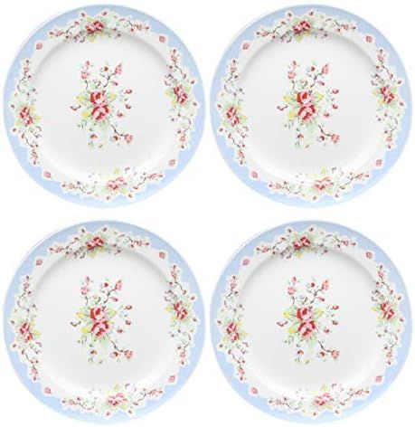 Gracie China by Coastline Imports Blue Vintage Rose Porcelain Dessert Plate 8-Inch Set of 4 | Amazon (US)