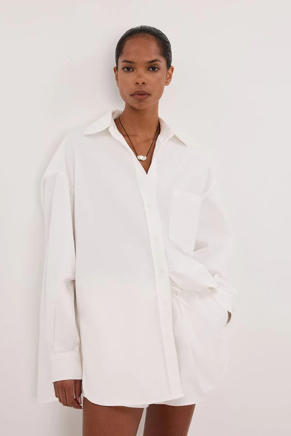 RHEA 2.0 WHITE OVERSIZED COTTON SHIRT | DISSH