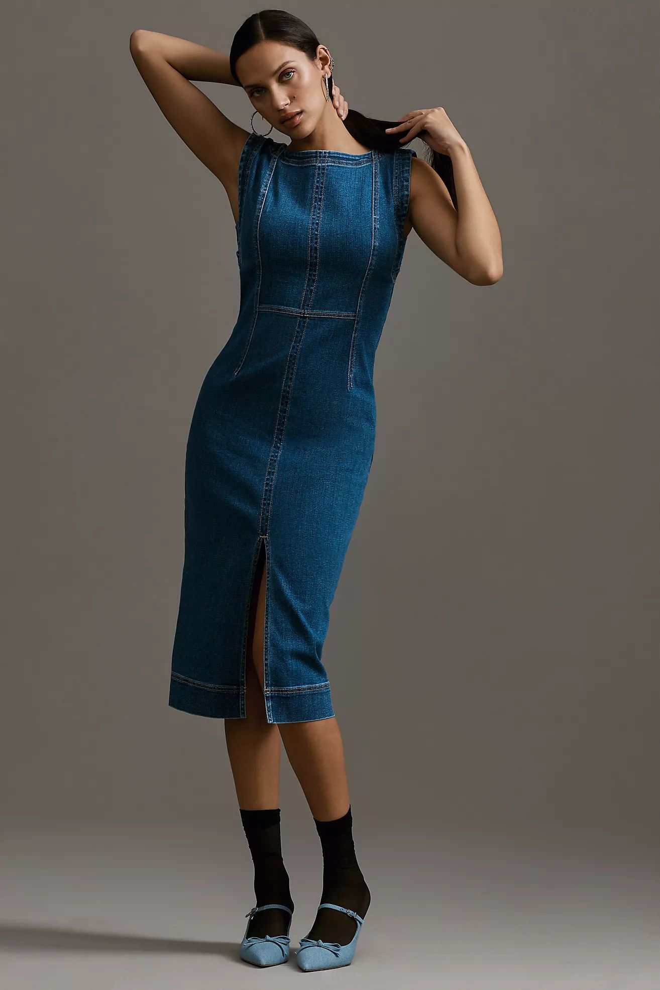 Pilcro Sleeveless Denim Midi Dress | Anthropologie (US)