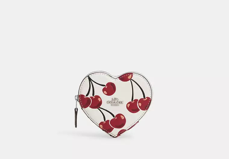 Heart Coin Case With Cherry Print | Coach Outlet US