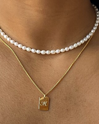 Cuffed By Nano Dog Tag Initial Necklace | Express