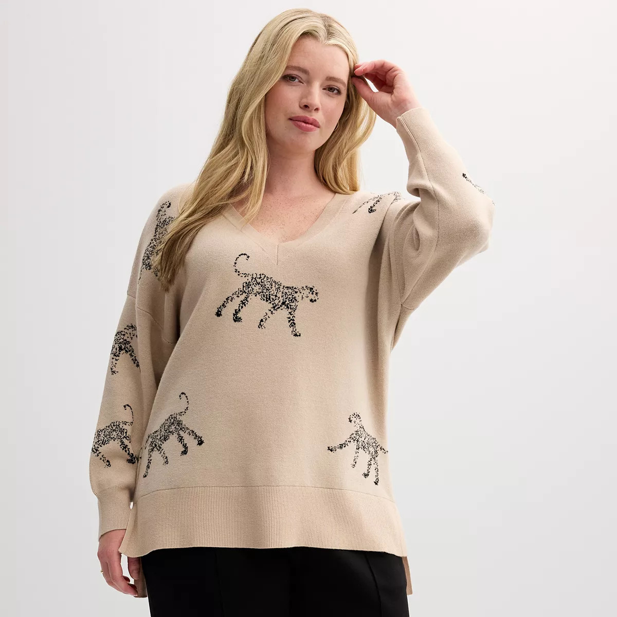 Plus Size Catherine Malandrino Long Sleeve Pullover Sweater | Kohl's